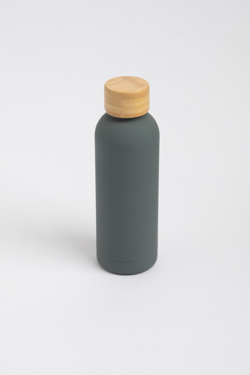 Botella acero chica con tapa de madera 500ML - Gris 