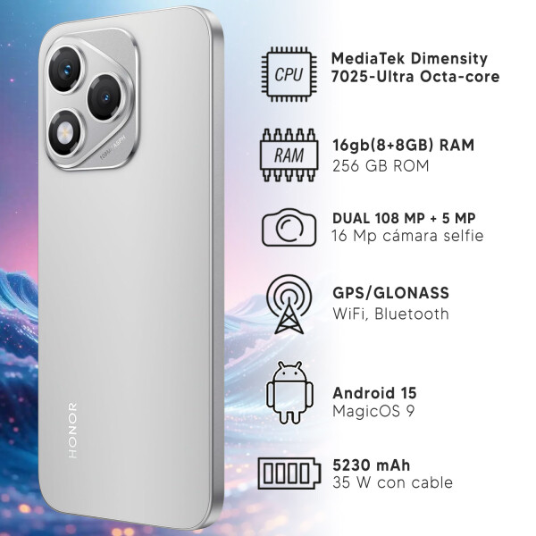 Honor 400 Lite 16gb (8+8) De Ram/256 Gb 5g + Regalo GRIS