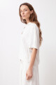 Blusa de lino rayada blanco