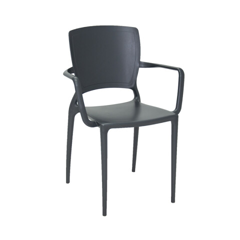 Silla grafito SOFIA respaldo cerrado c/ posabrazos -TRAMONTINA TD0612