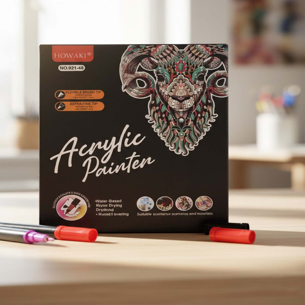 Set de Marcadores 48 pcs Acrílico Doble Punta Rotuladores - Color Negro 