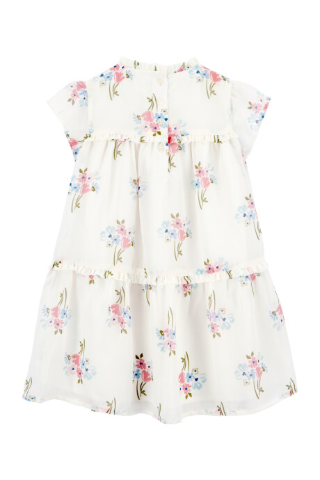 Vestido de crepé, escalonado, diseño floral Sin color
