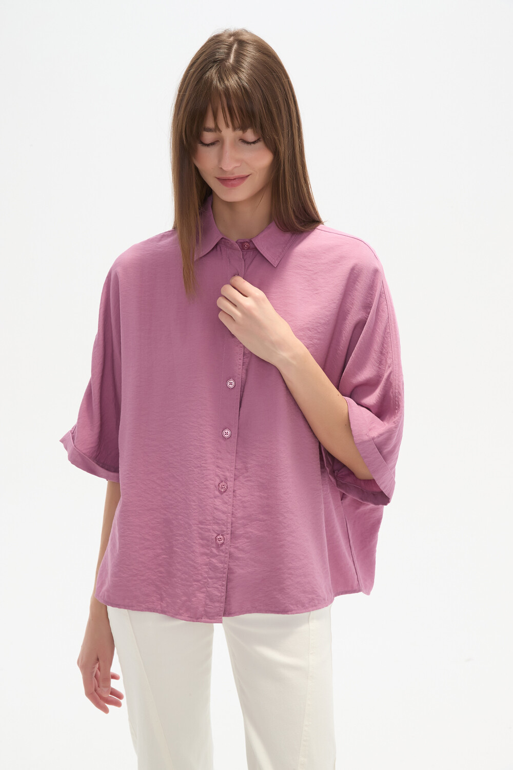 Camisa Baharu Magenta Claro