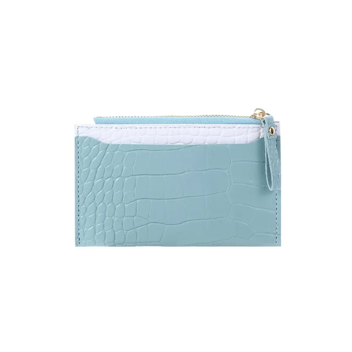 Monedero Croco Tarjetero Bicolor - Celeste 