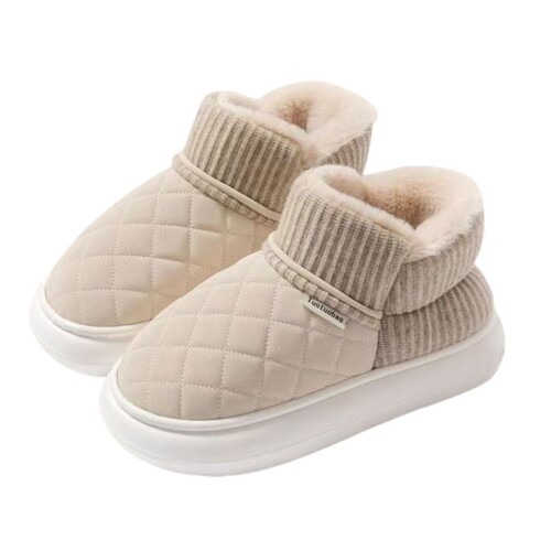 Pantufla Botita Acolchada Unisex Talle Único Beige