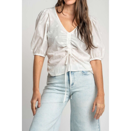 Blusa Bordada Frunces Nacar