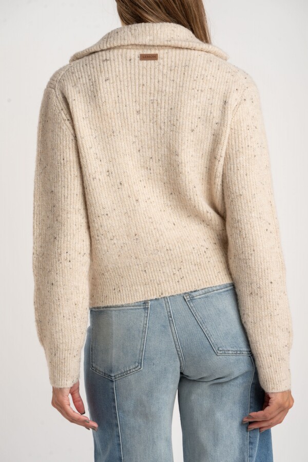 Cardigan Lana Cierre Beige Melange