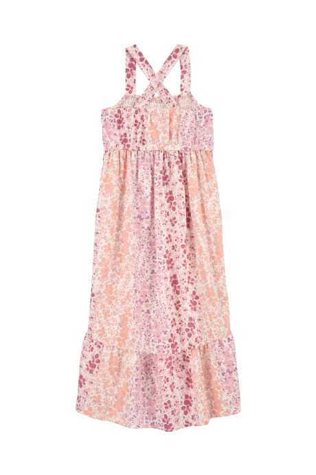 Vestido de algodón, con fruncido y espalda cruzada Sin color