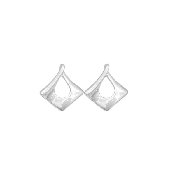 Caravanas aros inflados Rombo- Plata 925- Sin piedra -CA3877 sinpiedra