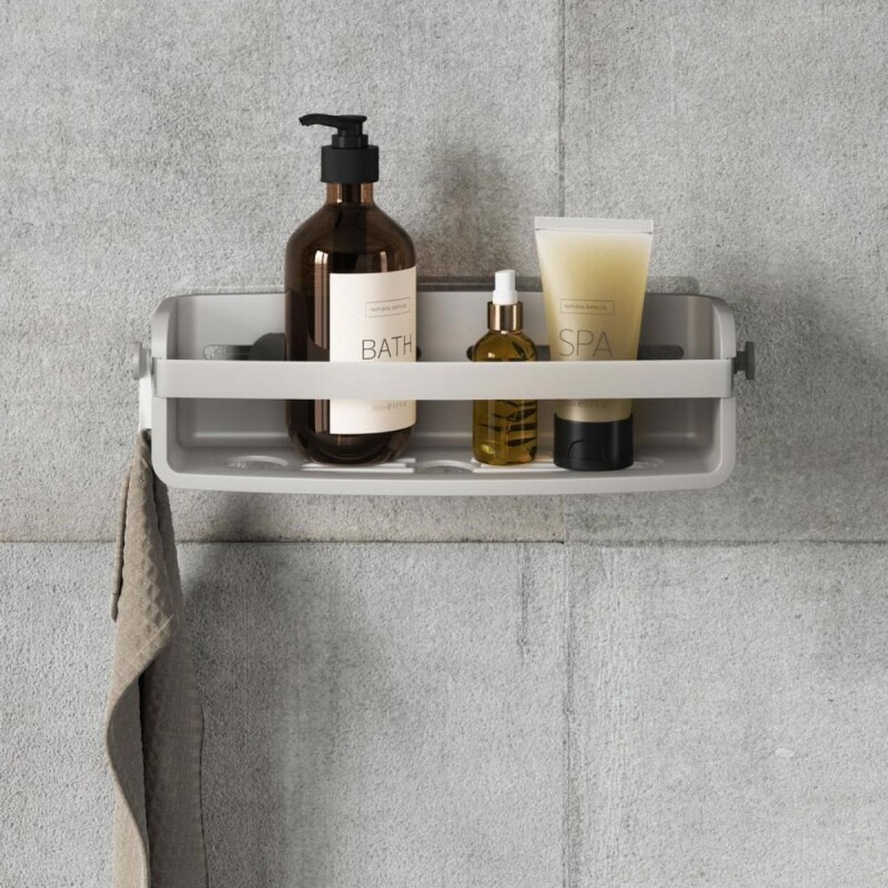 Estante de baño para ducha con adhesivo Gris
