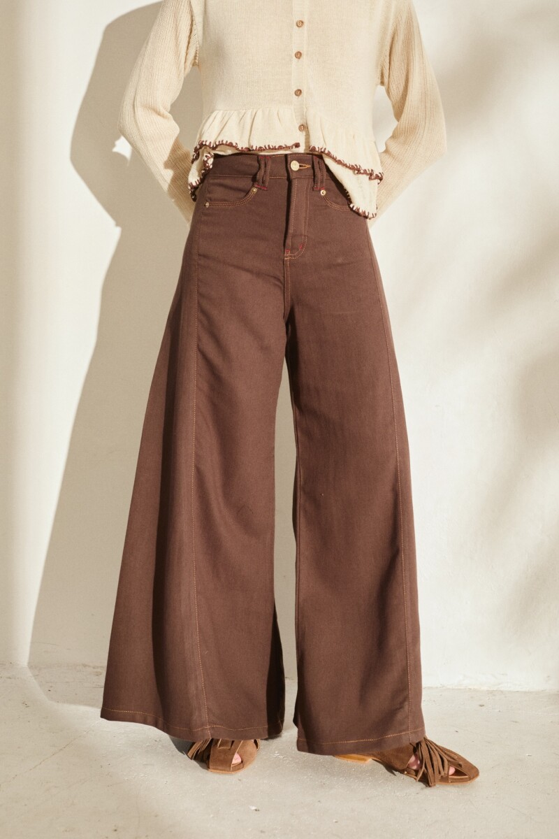 PANTALON WIDE XL LINEN SS27 - Marron Ibarra 