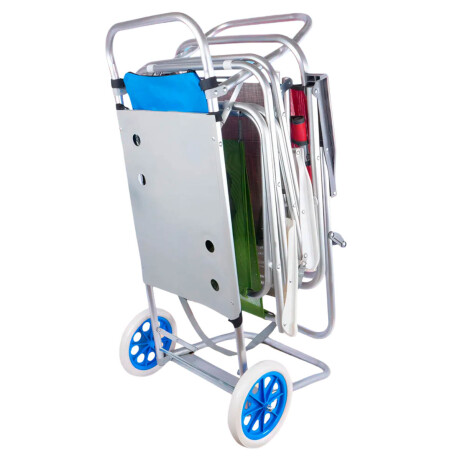 Carrito Mesa De Playa Portátil Aluminio Sillas + Accesorios Azul