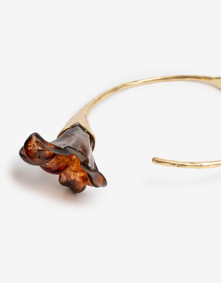 Collares Cortos Resina Collar Corto Rígido Flor Resina - Marron Carey