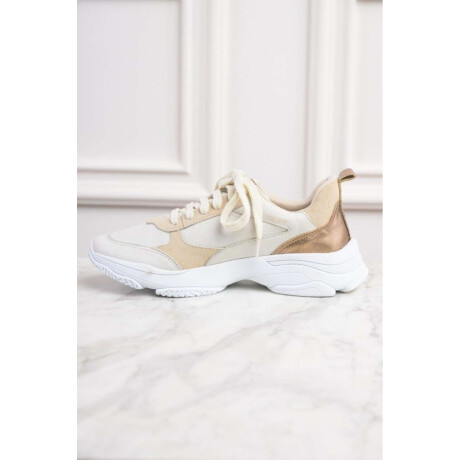 Zapatilla Combinada Cuero Nacar