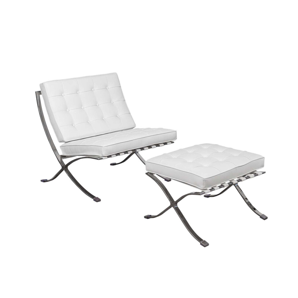 BUTACA C/PUFF PU BLANCO BARCELONA