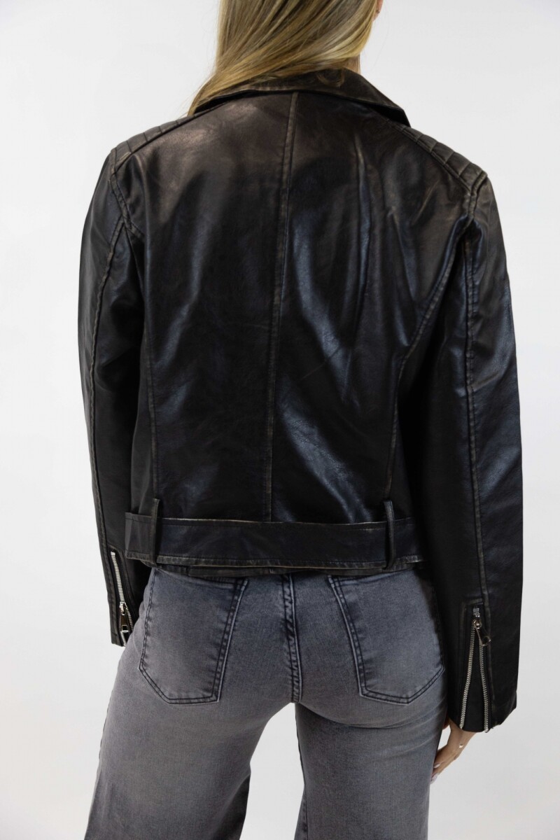 Chaqueta Cuero Negro