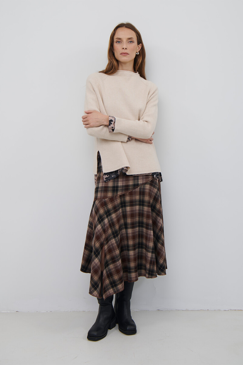 FALDA CUADROS MARRON