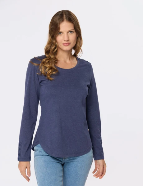 REMERA LISA CON BOTONES Azul