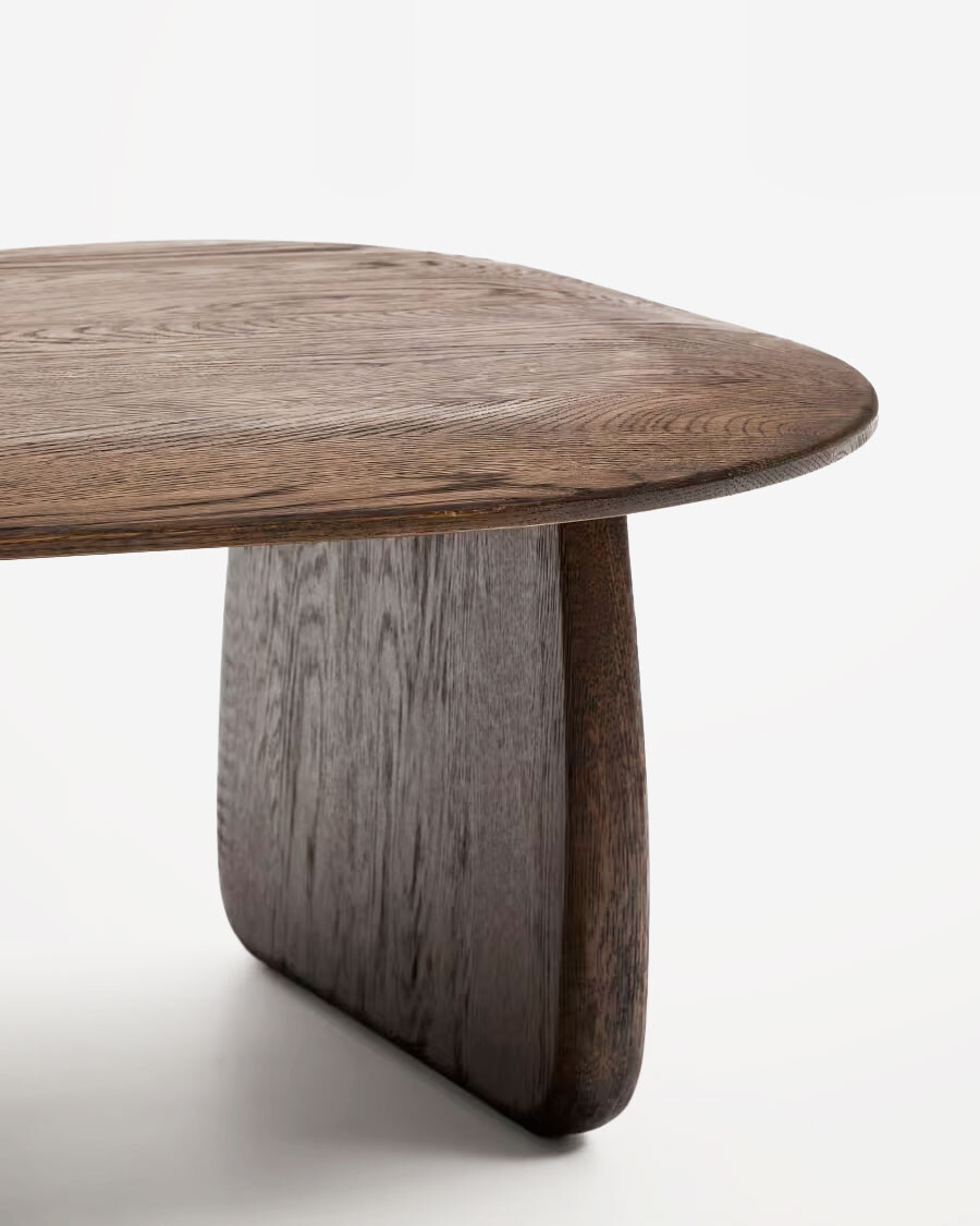 Mesa auxiliar Pirita de madera maciza de roble con acabado oscuro 70,6 x 70 cm FSC 100%