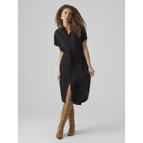 VMBUMPY SS CALF SHIRT DRESS WVN GA BLACK
