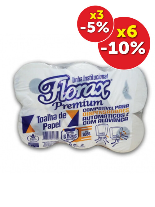 TOALLA PARA MANOS FLORAX BOBINA 200MTS FUNDA X 6U, 19grs TOALLA PARA MANOS FLORAX BOBINA 200MTS FUNDA X 6U, 19grs