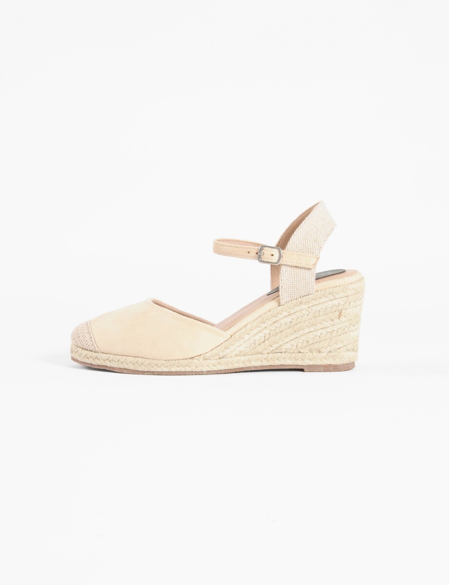 Sandalia con plataforma de yute - beige 