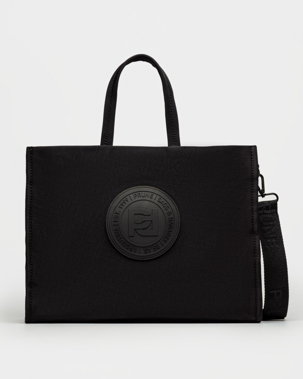 Cartera de mano Elena en nylon Negro