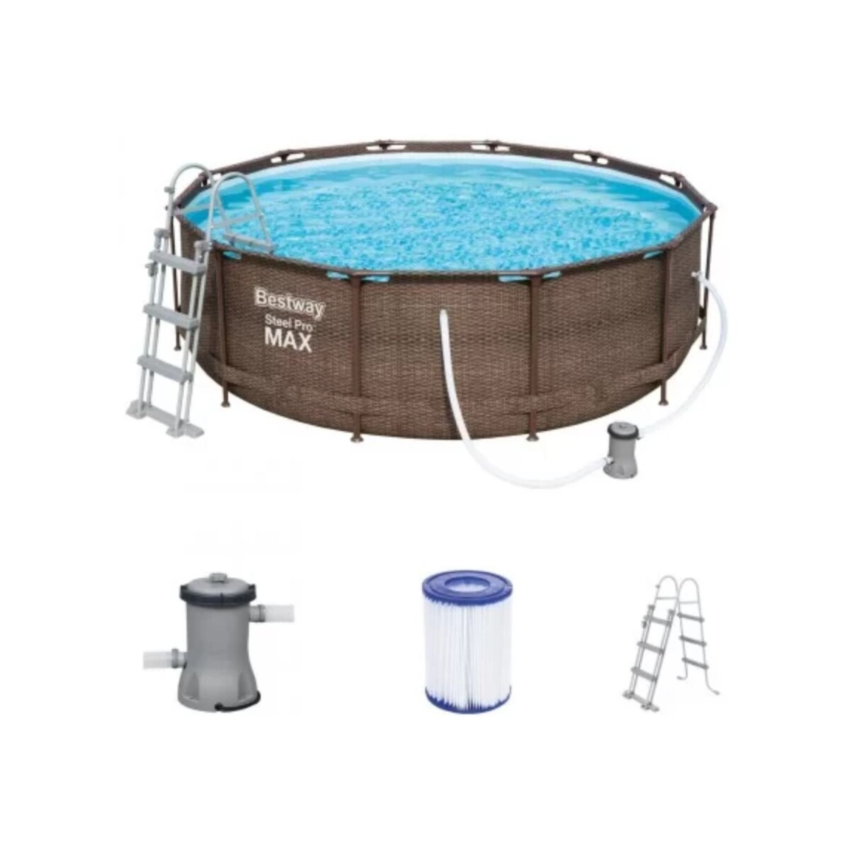 Piscina Bestway Redonda con Estructura metálica 9.150 litros Diseño Rattan 56709 