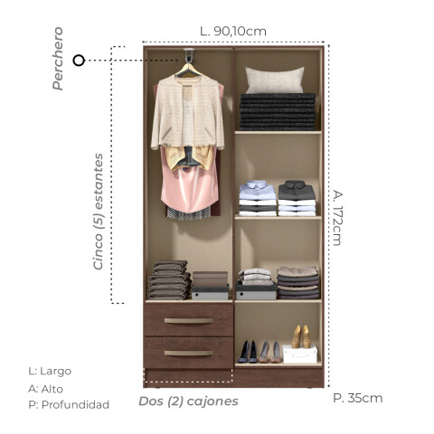 Combo Armario 4 Puertas y Cómoda - MDP - Dakar Combo Armario 4 Puertas y Cómoda - MDP - Dakar