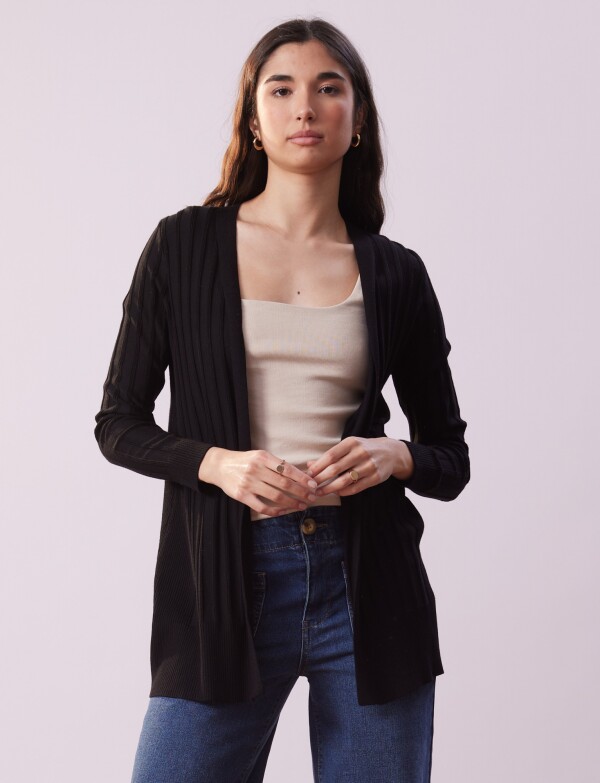 Cardigan Rib NEGRO