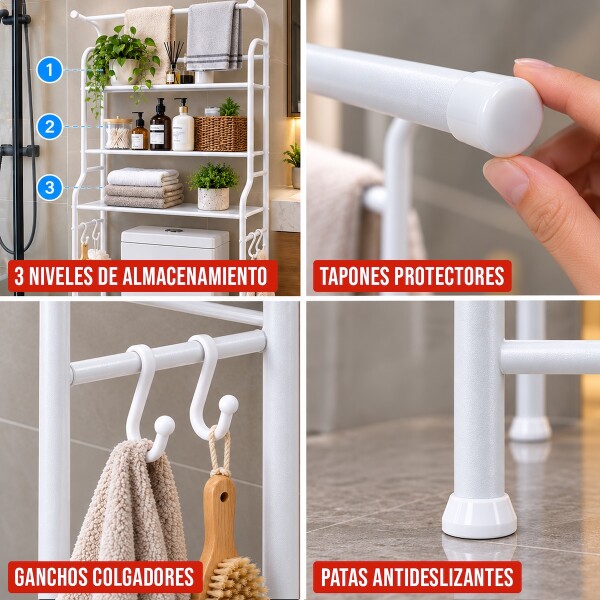 Estante Organizador Lavarropas O Baño Inodoro Mueble Metal IMBACK Color Blanco Estante Organizador Lavarropas O Baño Inodoro Mueble Metal IMBACK Color Blanco