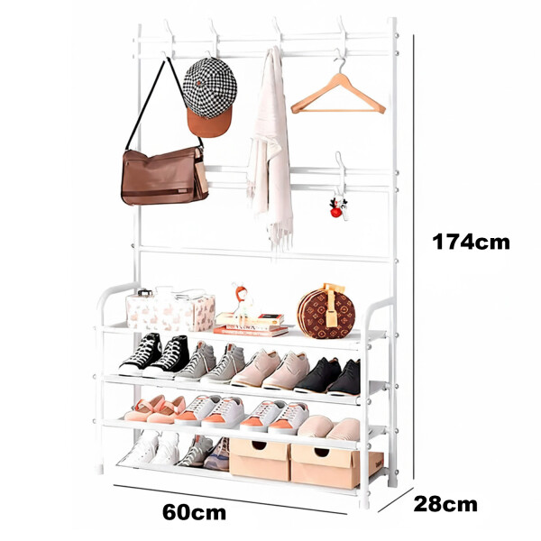 Perchero Organizador de Ropa y Zapatos Rack 6 Niveles Estantes y Ganchos IMBACK Color Blanco Perchero Organizador de Ropa y Zapatos Rack 6 Niveles Estantes y Ganchos IMBACK Color Blanco