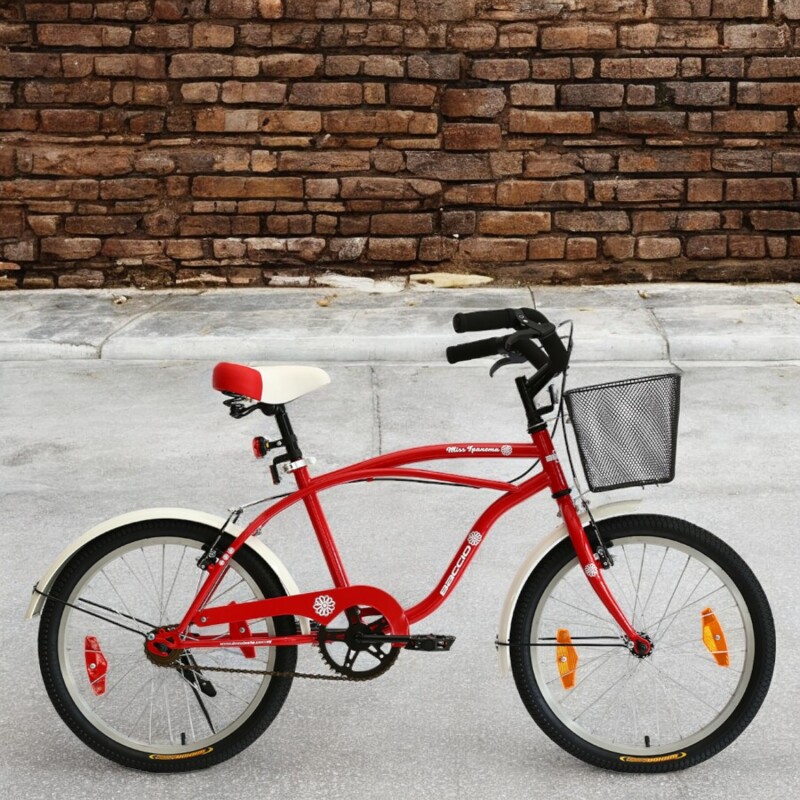 Bicicleta Baccio Ipanema Rodado 20 De Paseo Con Canasto Y Accesorios ROJA
