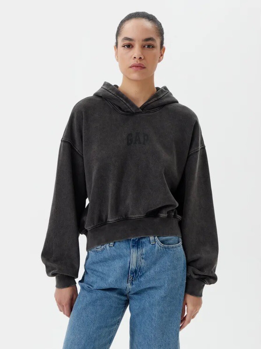 Canguro Logo Gap Cropped Mujer - Black Logo 