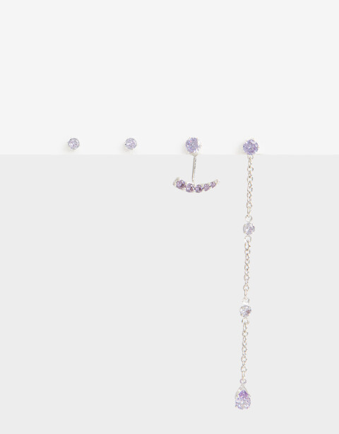 Aros Colgantes Largos Cubic zirconia Set De Aros Cubic Plateado - Plateado