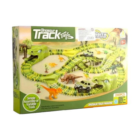 Pista Carreras Dinosaurio Playset Infantil Encastrable 240P Verde