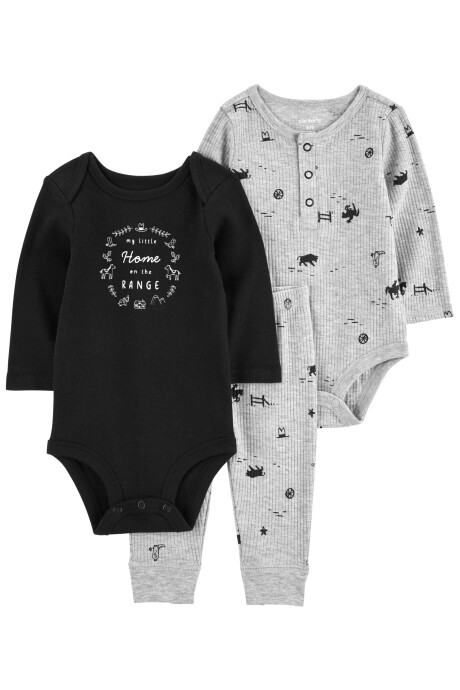 Set tres piezas pantalón y dos bodies de algodón Sin color