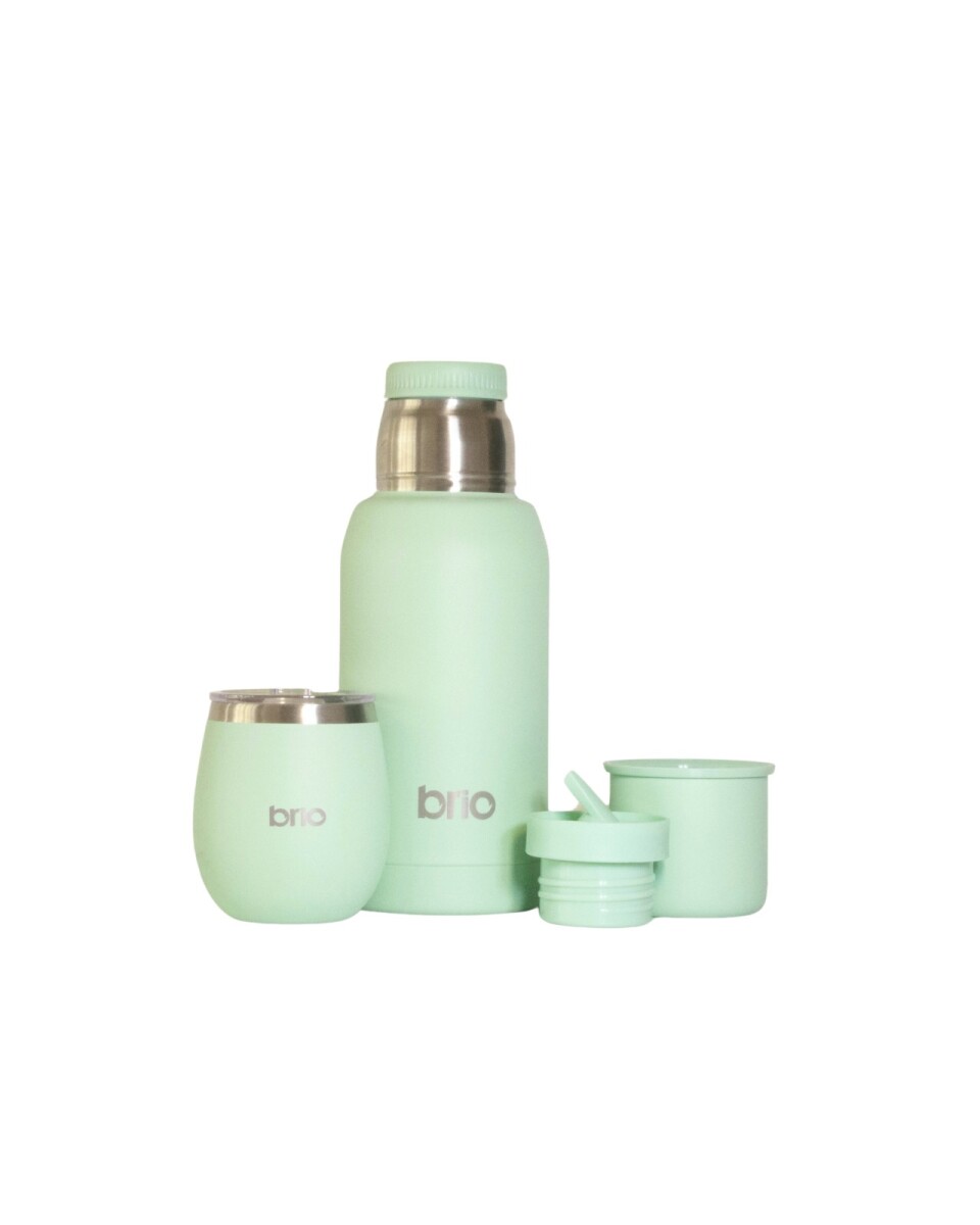 Set De Termo 750 Ml Y Mate Con Tapa brio Acero Inox - Menta 