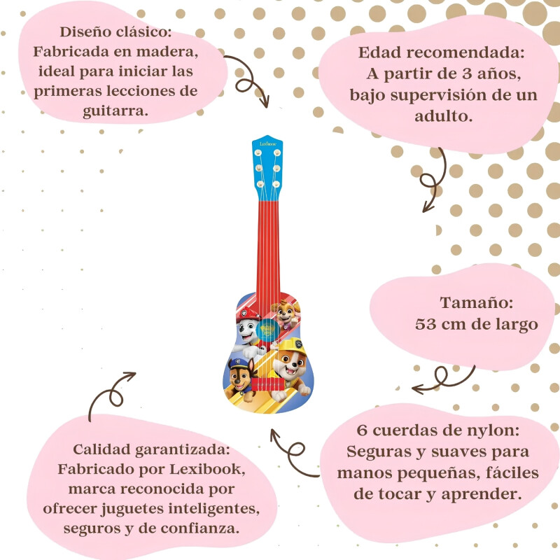 Guitarra Infantil Lexibook De Madera Paw Patrol 53 Cm Guitarra Infantil Lexibook De Madera Paw Patrol 53 Cm
