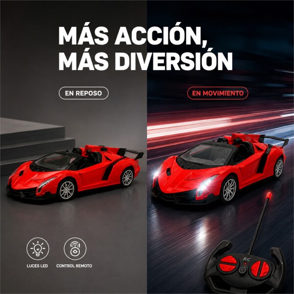 Auto Deportivo a Control Remoto Tipo Lamborghini con Luces LED ROJO
