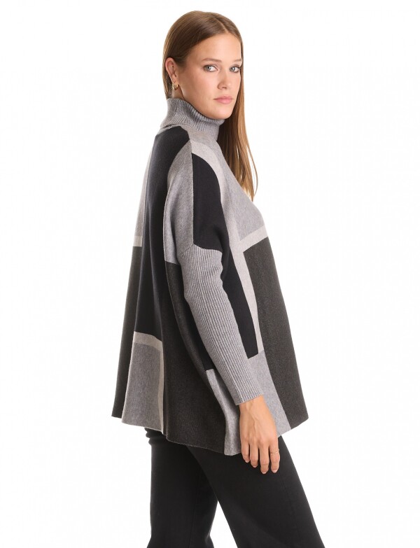 Polera Poncho Oversize NEGRO/GRIS