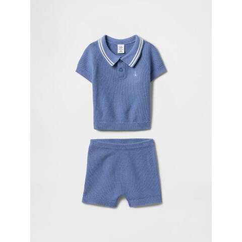 2PC B SS POLO SWTR SET SHIRTING BLUE