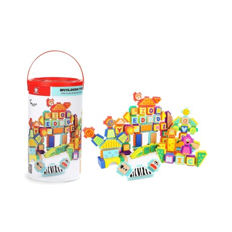 Balde de bloques juguete Top Bright en madera con encastre 150 piezas Multicolor