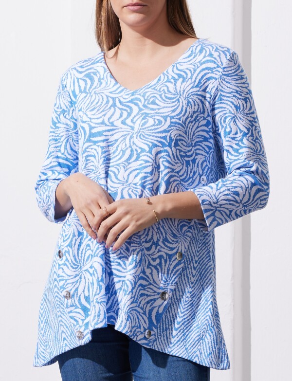 Blusa Botones AZUL/BLANCO