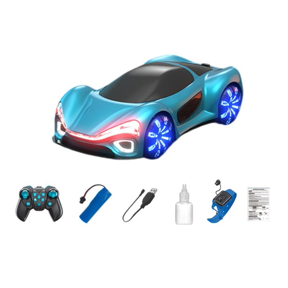 Auto a control remoto futurista, con luz y efecto humo!!! Celeste