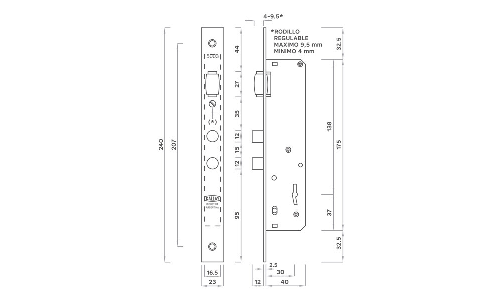 Cerradura vaivén para puerta de aluminio 5003 Cerradura Vaivén Para Puerta De Aluminio 5003