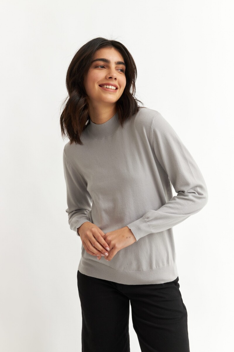 Sweater media polera con puños GRIS