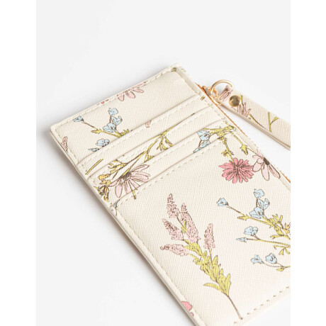 Tarjetero Con Cierre Estampado Flores