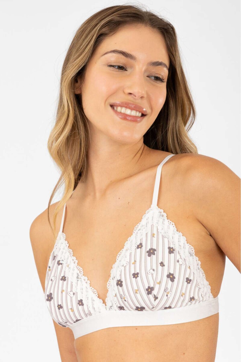 Triangulo flower stripe - Marfil 