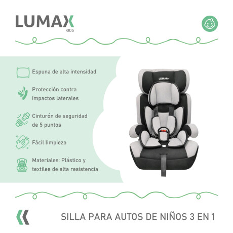 Silla para Auto Booster 3 en 1 Next Generation Lumax Kids Gris